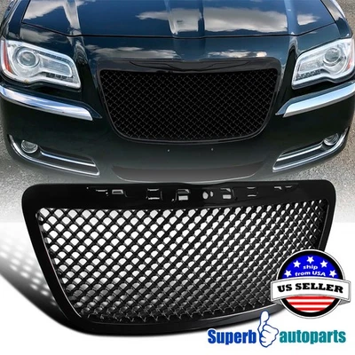 Fits 2011-2014 Chrysler 300 300C Black Mesh Honeycomb Style Front Hood Grille Foto 1 de 4