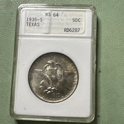 1935 s MS64 Texas Commemorative 50c BU 1st Gen Genie Lamp Holder ANA PNG ANACS - Image 1 of 4