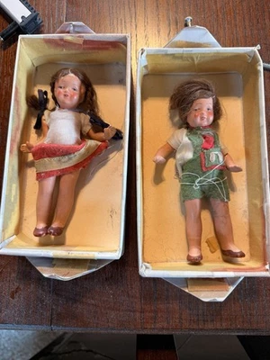 Antiguo conjunto de 2 muñecas antiguas de China para niño y niña Foto 1 de 4