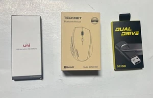 Teknet Bluetooth mouse, USB Hub, USB Flash drive 32G Bundle - Picture 1 of 7