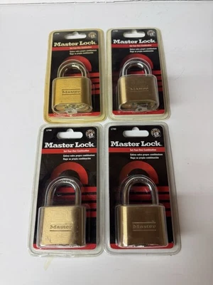 Master Lock No. Candados combinados de latón 175D paquete de 4, reajustables personalizados de 4 dígitos Foto 1 de 4