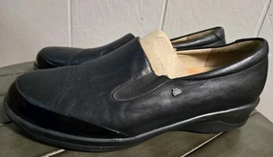 Zapatos cómodos Finn para mujer Newport informales sin cordones zuecos de cuña cuero negro talla 9 - Imagen 1 de 5