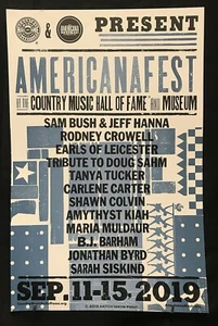 Póster impreso Hatch Show Americanfest 2019 11-15 de septiembre CMHOF Americana Nashville - Imagen 1 de 1