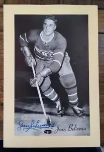 JEAN BELIVEAU SIGNED 1944-1963 BEE HIVE PHOTO CARD GROUP 2 CANADIENS HOF DEC - Picture 1 of 1
