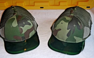 24 LOT BLANK CAMO GREEN TRUCKER CAP HAT W/TRANSPARENT CLEAR VISOR WHOLESALE BULK - Picture 1 of 13