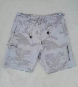 Calvin Klein Camo Cargo Shorts Men's 38 Grey 100% Cotton Zip Fly 6 Pockets - Picture 1 of 11