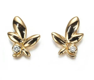 Tiffany & CO Paloma Picasso 18k Yellow gold and Diamond Olive Leaf Earrings - Picture 1 of 5