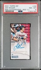 2021 Topps Rip Joe Mauer #JM Mini Autographs One of One Red 1/1 On Card Auto PSA