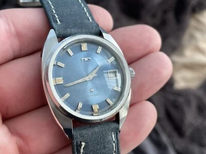 Vintage Swiss Technos SkyLight Automatic Pie Pan BLUE Dial ETA 2824 SERVICED! - Picture 1 of 24