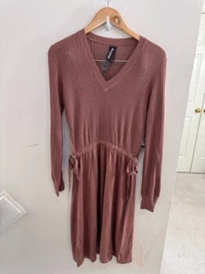 NAADAM Women's Pink V Neck Silk Cashmere Blend Sweater Dress Size S - Picture 1 of 14