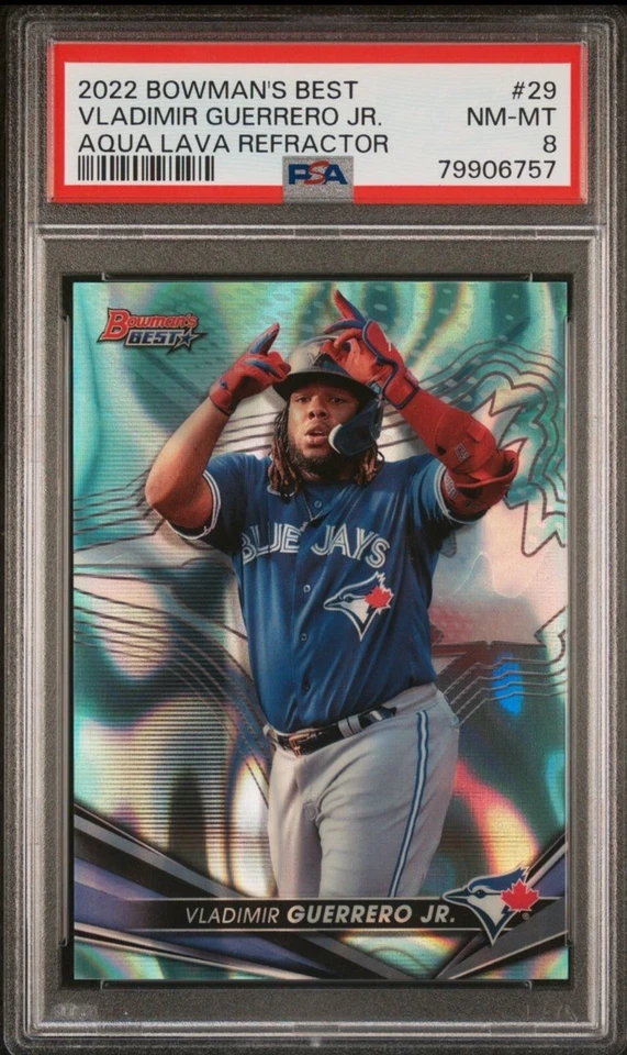 2022 Bowman's Best🔥#29🔥Vladimir Guerrero Jr.🔥Aqua-Lava Ref🔥137/199🔥PSA 8 - Image 1 of 2