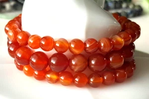 Carnelian Gemstone Stretch Artisan Round Beads LOT of 3 Bracelets - Picture 1 of 5