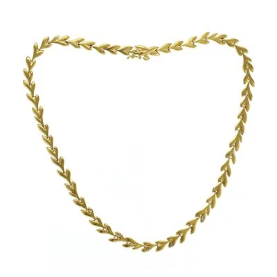 Auth H STERN 18K Yellow Gold With Rose Cut Diamonds Leaf Necklace Size 16" - Image 1 of 4