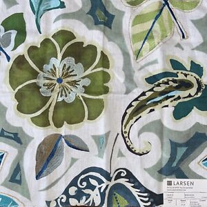 Larsen Designer Gold Embroidered Gorgeous Fabric Eucalyptus Sample 17” New