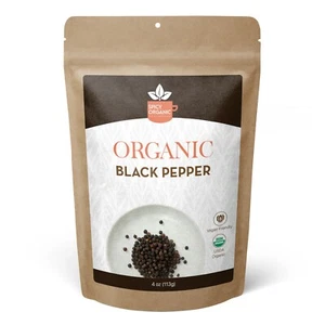 Organic Black Pepper (4 OZ) - Non-GMO Dried Whole Peppercorns for Grinder - Picture 1 of 3