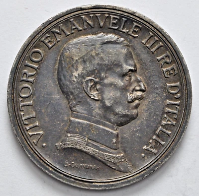 2 Livres 1914 Silver King Vittorio Emanuele III Kingdom D'Italia mn8 - Image 1 of 2