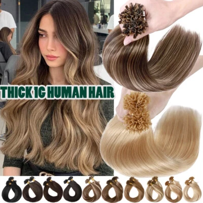 200S Fusion Pre Bonded Keratin Nail U Tip Remy Human Hair Extensions REAL THICK - Image 1 of 4