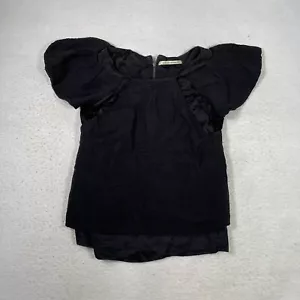 Diane von Furstenberg Bluse Damen Größe 6 Schwarz Rundhals Kurz Ballonärmel - Bild 1 von 9