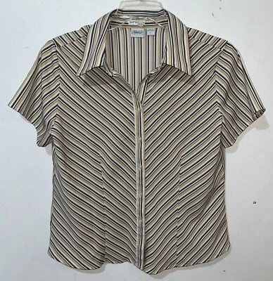 Top Haband Mujer Grande Dorado Marrón Negro Blanco Rayas Elastizado Corto Slv Trabajo Foto 1 de 4