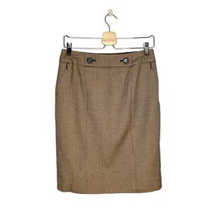 Carlisle Micro Houndstooth Wool Silk Blend Academia Pencil Skirt Size 4 Career - Picture 1 of 9