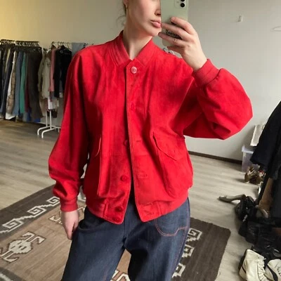 Bogner Vintage Women's Red Real Leather Bomber Jacket Size XL - Image 1 of 4