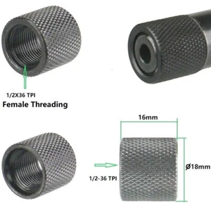 Steel Black 1/2x36 1/2"-36 TPI Female Thread Protector Knurled Cover Thin Type - Picture 1 of 4