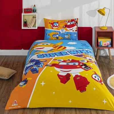 Official Super Wings Flying Single Duvet Cover Set – Tac Licensed – 100% Cotton - Photo 1/4