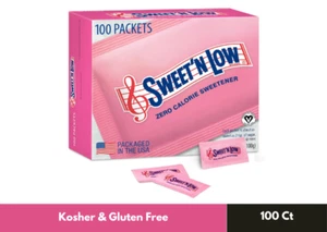 Sweet'N Low Zero Calorie Sweetener Packets, Kosher And Gluten Free,100 Ct pack 1 - Picture 1 of 4