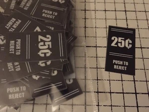 Push To Reject Arcade Münze Tür Knopf Einsatz - 0,25 ¢ Cent - 20er Pack - 16 x 29 mm - Bild 1 von 1
