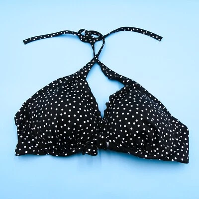 Traje de baño Top Bikini Victorias Secret Negro Lunares Triángulo Acolchado 38C Foto 1 de 4