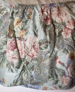 Falda de cama Croscill Aqua floral ALGODÓN con volantes antipolvo doble esquina dividida en muy buena condición - Imagen 1 de 8