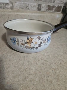 RARE Enamel Pot Johann Haviland Blue floral Crowning Fashion Vintage Cookware - Picture 1 of 7
