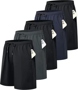 Paquete de 5 pantalones cortos de entrenamiento atléticos para gimnasio de secado rápido baloncesto correr ligeros para hombre - Imagen 1 de 2