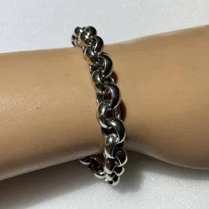 solid 925 Sterling Silver 8.5" Round Link Bracelet unisex 18 gr - Picture 1 of 4