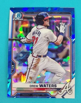 2021 Bowman Chrome Sapphire #BCP-81 Drew Waters Atlanta Braves BASEBALL Card V8 - Image 1 of 2