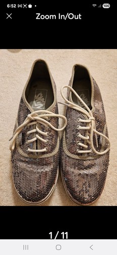 Scarpe sneakers stringate P2 081 2 Vans micro paillettes argento TB4R donna taglia 7