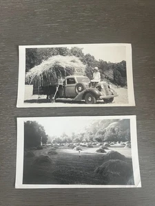 Vintage 1940 Sunol California Lady on Pickup Truck Hay Field Photos - Picture 1 of 2