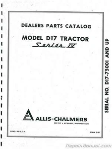 Piezas manuales Allis Chalmers D-17 serie IV - Imagen 1 de 1