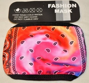 Tie Dye Pink Paisley Bandana Lined Cotton Face Mask Washable Reusable New - Picture 1 of 2