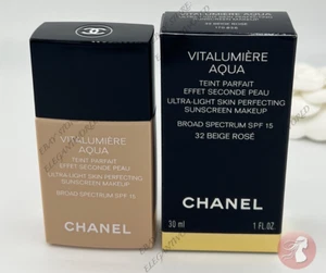 Chanel Vitalumiere Aqua Makeup Foundation Spf 15 - 32 BEIGE ROSE 100% AUTHENTIC - Picture 1 of 3
