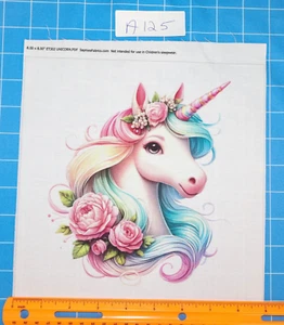 Bloque de acolchado de costura panel tela 100 % algodón unicornio 8"x8" A125 - Imagen 1 de 2