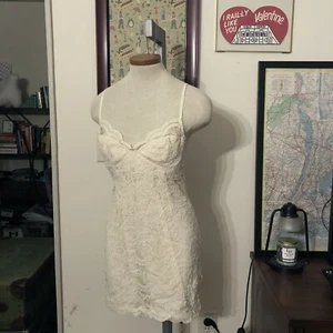 RINASCIMENTO: Indie Sleaze Corset Scallop Lace Mini Slip Dress *SZ.S (IVORY) - Picture 1 of 7