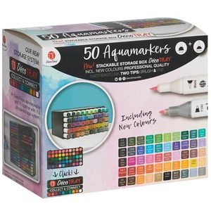 Aqua Markers Calligraphy Markers Dual Tip Water Based Coloring Markers Set 50Pk - Picture 1 of 7