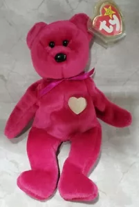 Valentina Beanie Baby Babies bear 1998 1999 Errors valentines day fuschia pink - Picture 1 of 9