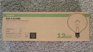 Sunlite 25 Watt G16.5 Lamp Candelabra Base CLEAR 12 Pack Light Bulbs - Picture 1 of 6