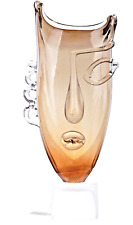 ION TAMAIAN Art Glass Amber Abstract Face One Eye Sculpture Hand Blown New