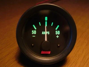 OMORI MECHANICAL AMMETER φ52 GREEN LED ILLUMINATION GAUGE BLACK - Picture 1 of 10