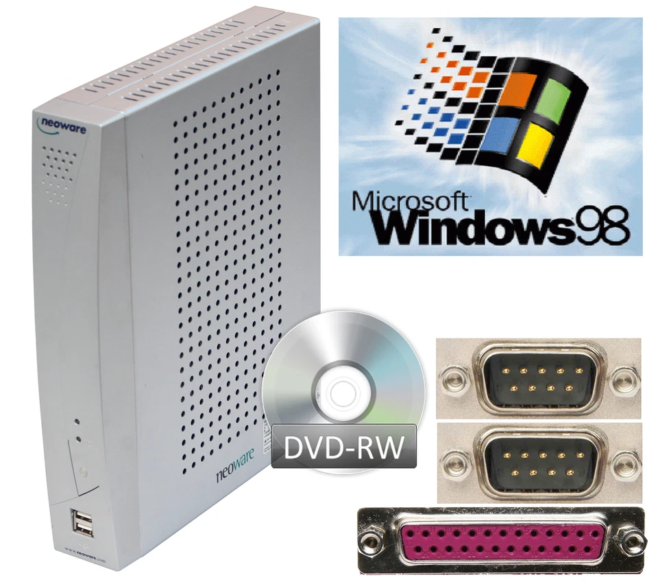 WINDOWS 98 COMPUTER 40GB FESTPLATTE RS-232 LPT PARALLEL VGA DVI DVD-BRENNER TC53 - Image 1 of 1