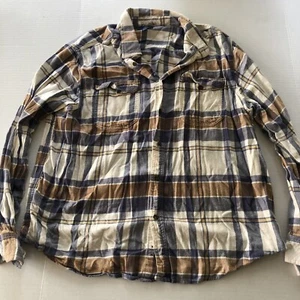 George Brown Blue Plaid Flannel Button Up Shirt Men’s Sz XL A3746 - Picture 1 of 4
