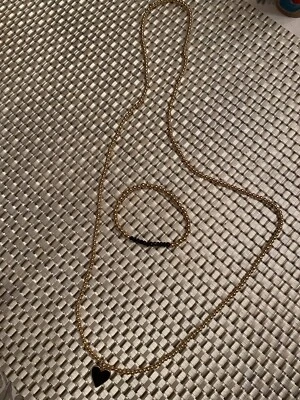 Gorgeous 14K Gold Filled Beaded Rare Black Spinel  Bracelet & Heart Hematite NKL - Image 1 of 4